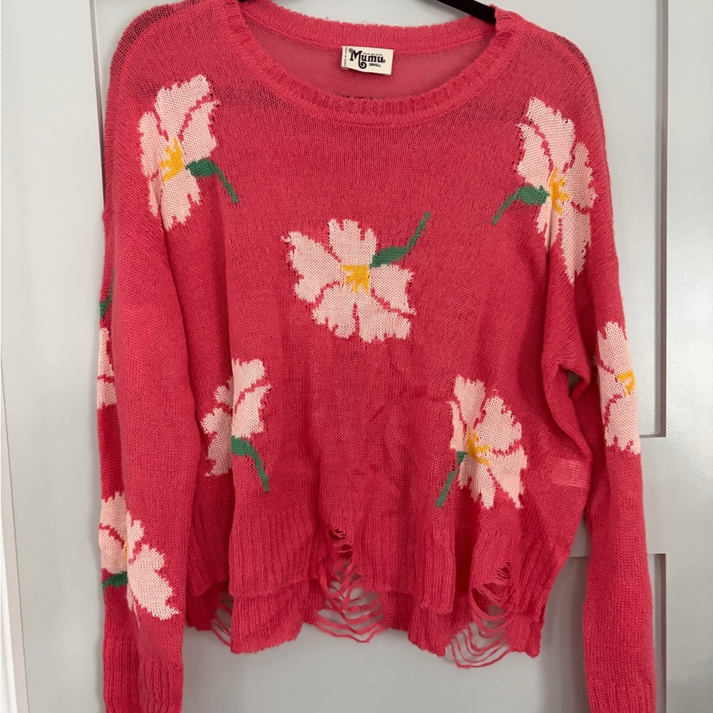 Show Me Your MuMu Pink Floral Sweater